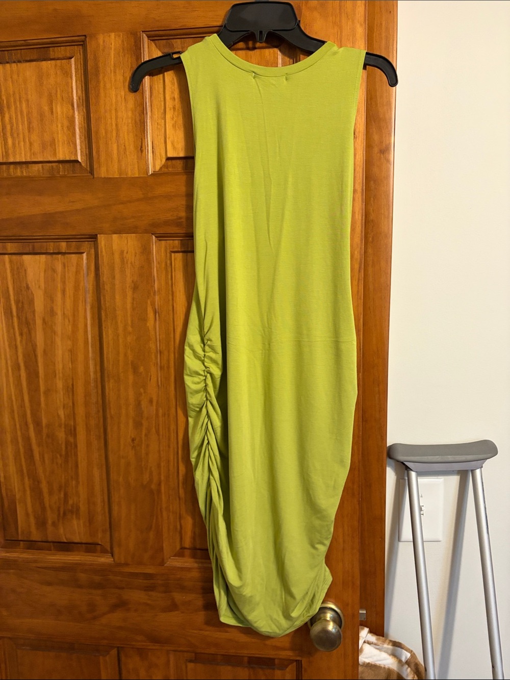 Sleeveless Lime Midi Dress with Side Ruching Detail by antistar - Picture 6 of 6